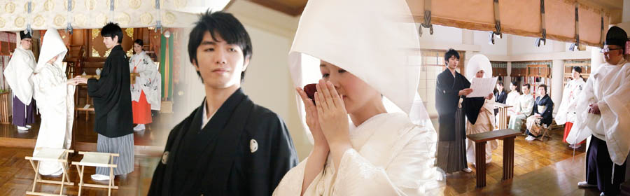 写真:浅草橋須賀神社での挙式風景・指輪交換・三々九度・新郎新婦の誓い